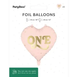 Folieballong Hjärta One Ljusrosa