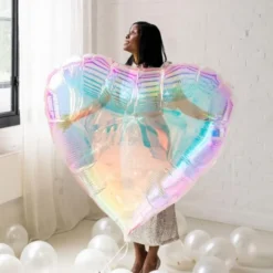 Folieballong Hjärta XXL Iridescent 103 x 107 cm