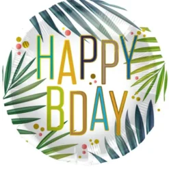 Folieballong Rund Happy B-Day Palmblad