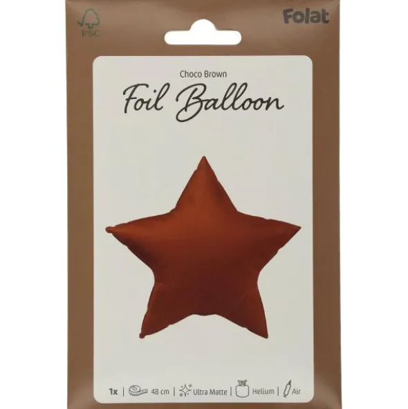 Folieballong Stjärna Chokladbrun Matt