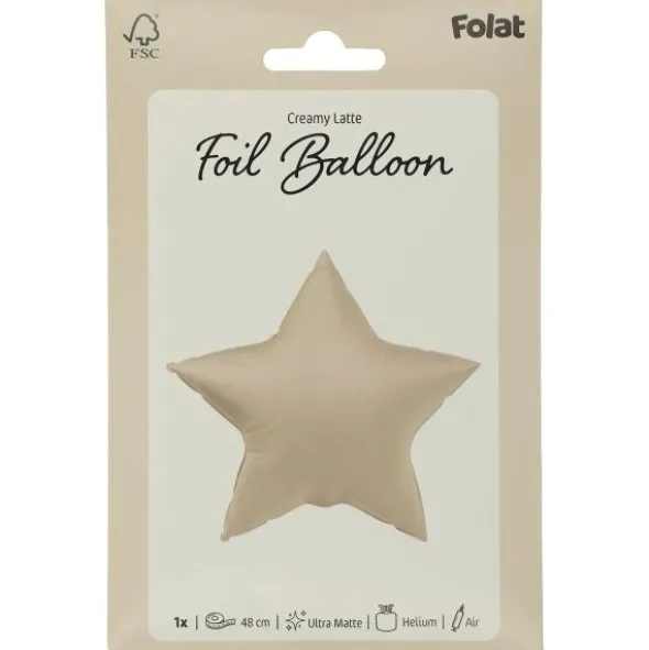 Folieballong Stjärna Creamy Latte Matt