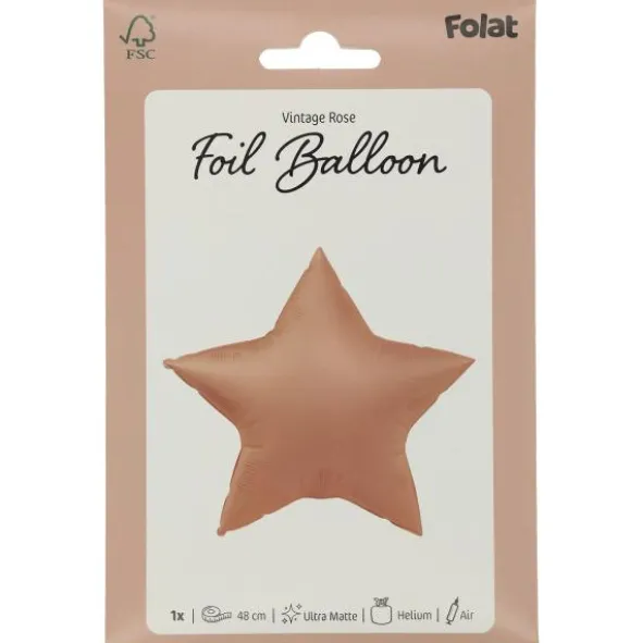 Folieballong Stjärna Gammalrosa Matt