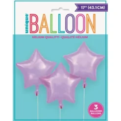 Folieballong Stjärnor Ljusrosa 3-pack