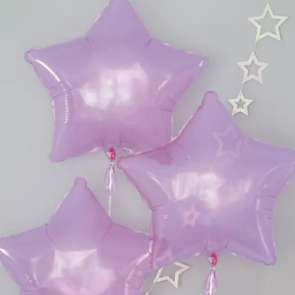 Folieballong Stjärnor Ljusrosa 3-pack