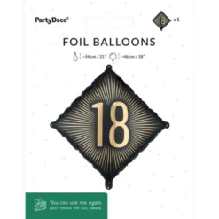 Folieballong 18 Svart/Guld 46 cm