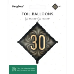 Folieballong 30 Svart/Guld 46 cm