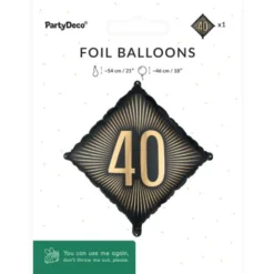 Folieballong 40 Svart/Guld 46 cm