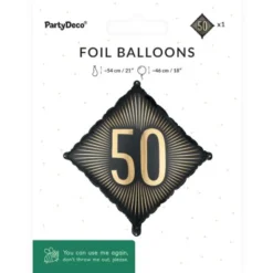 Folieballong 50 Svart/Guld 46 cm