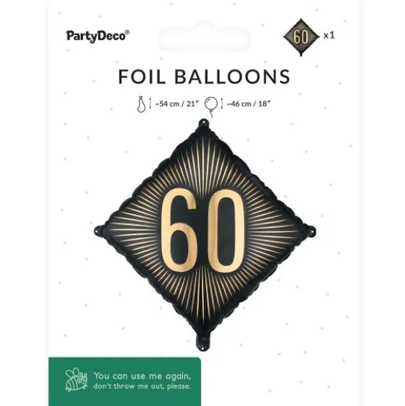 Folieballong 60 Svart/Guld 46 cm