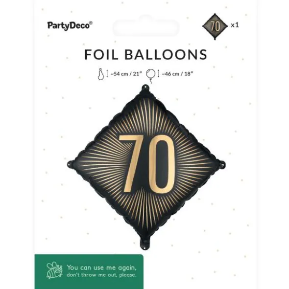 Folieballong 70 Svart/Guld 46 cm