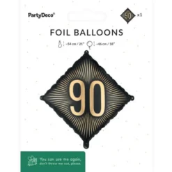 Folieballong 90 Svart/Guld 46 cm