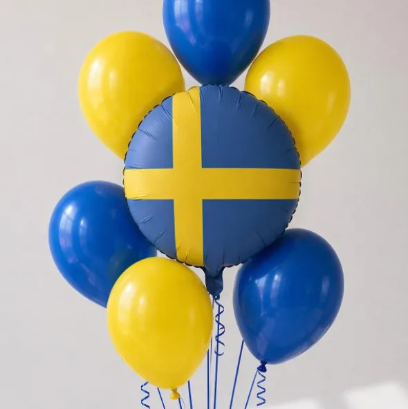 Folieballong Svenska Flaggan Rund 35 cm