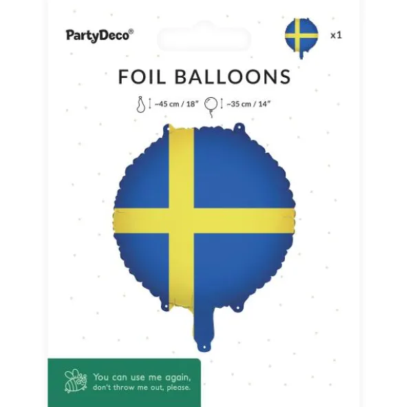 Folieballong Svenska Flaggan Rund 35 cm