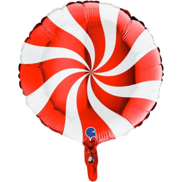 Folieballong Swirly Röd & Vit