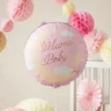 Folieballong Welcome Baby Ljusrosa Rund 35 cm