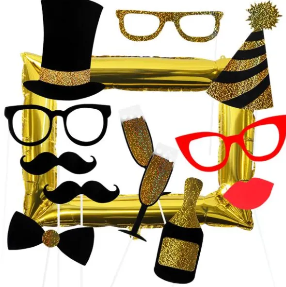 Fotoprops med Ballong Guld/Svart 13-pack