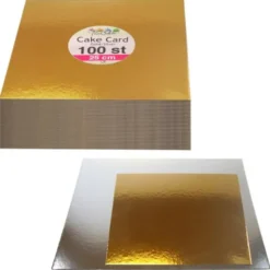 Fyrkantiga Tårtbrickor Guld & Silver 25 cm 100-pack