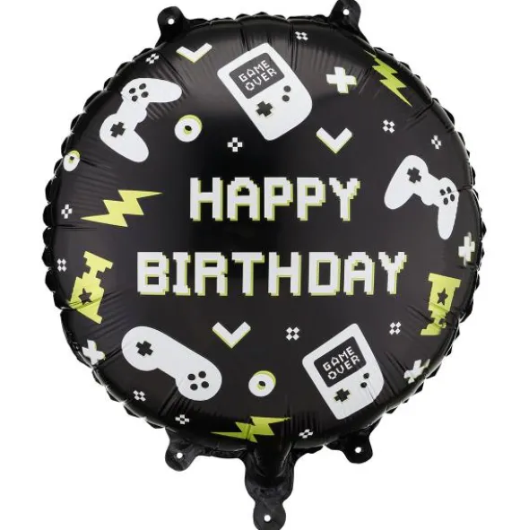 Gaming Folieballong Happy Birthday Svart