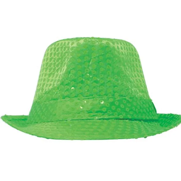Gangsterhatt med Paljetter Neongrön