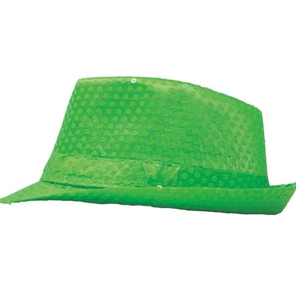 Gangsterhatt med Paljetter Neongrön