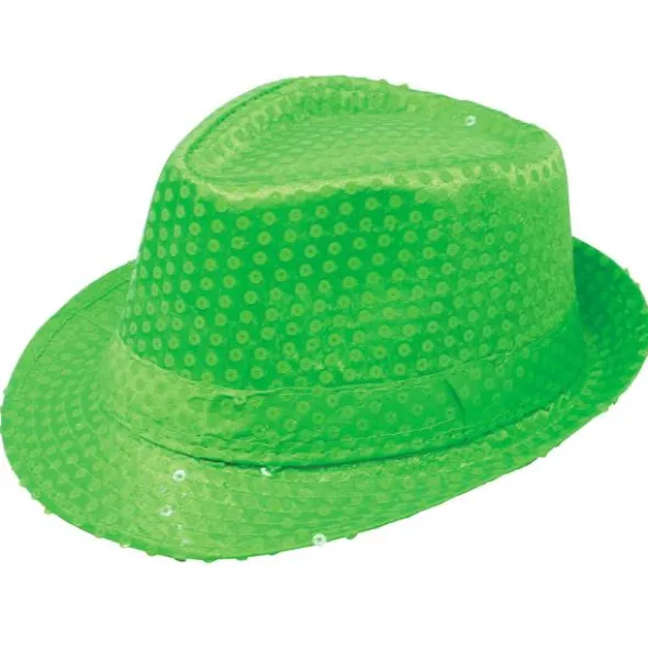 Gangsterhatt med Paljetter Neongrön