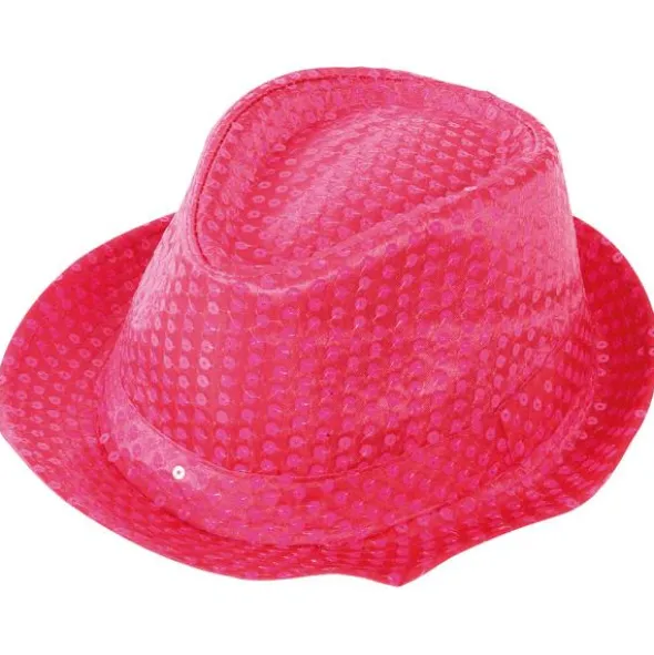 Gangsterhatt med Paljetter Neonrosa