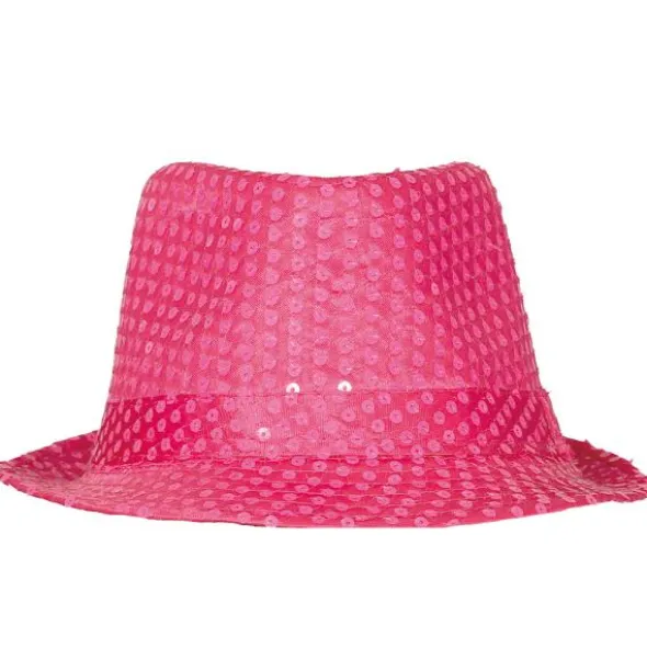 Gangsterhatt med Paljetter Neonrosa