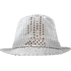 Gangsterhatt med Paljetter Silver