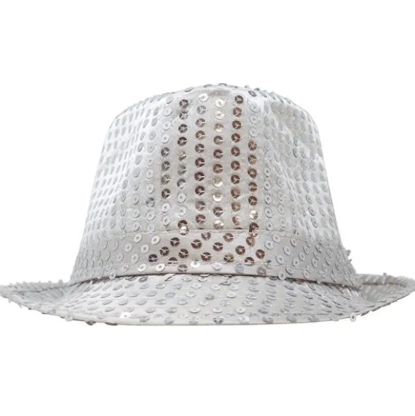 Gangsterhatt med Paljetter Silver
