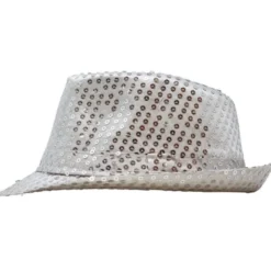 Gangsterhatt med Paljetter Silver