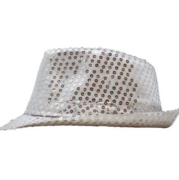 Gangsterhatt med Paljetter Silver