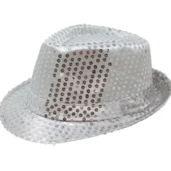 Gangsterhatt med Paljetter Silver