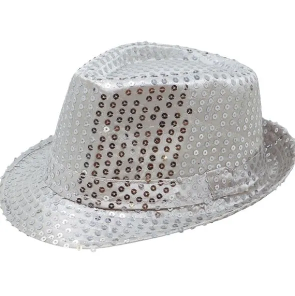 Gangsterhatt med Paljetter Silver