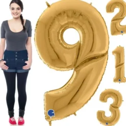 Gigantiska Sifferballonger Guld Ett (Siffra 1)
