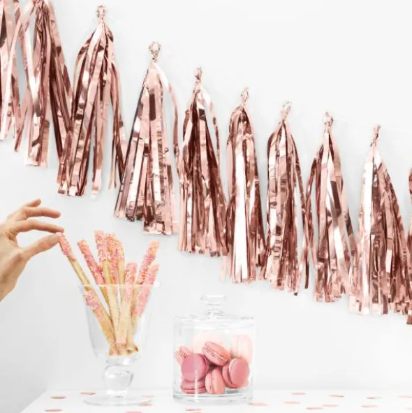 Girlang med Tofsar Roséguld
