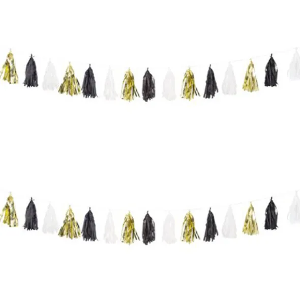 Girlang Tofsar Guld/Svart/Vit