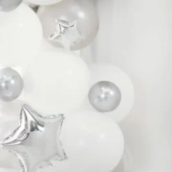 Glansiga Miniballonger Silver 50-pack