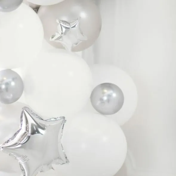 Glansiga Miniballonger Silver 50-pack