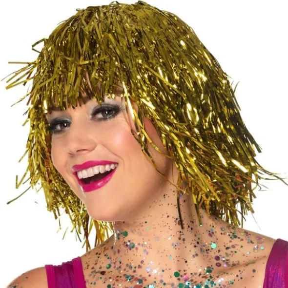 Glitterperuk Guld