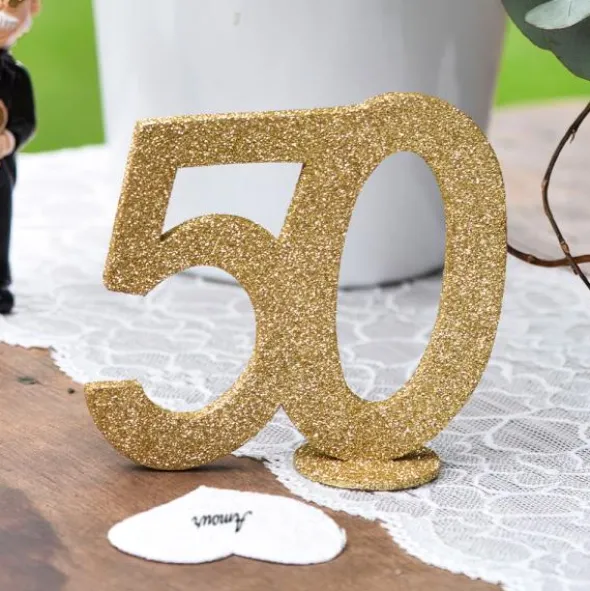 Glittrig 50 Års Bordsdekoration Guld