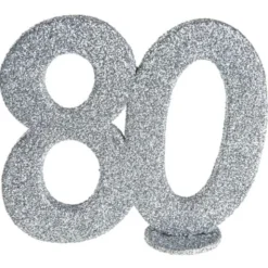 Glittrig 80 Års Dekoration Silver