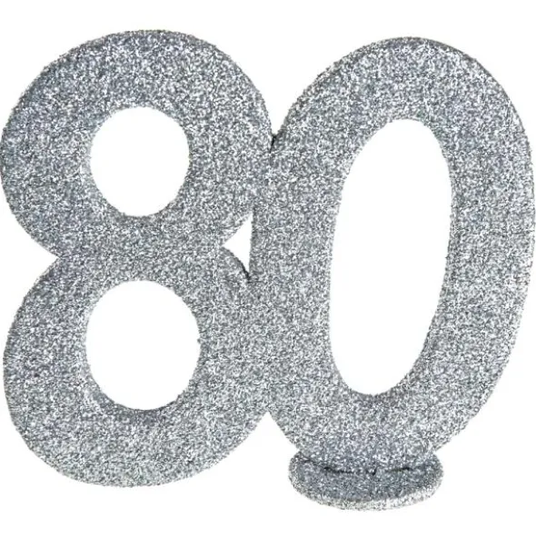 Glittrig 80 Års Dekoration Silver