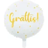 Grattis Folieballong Guld & Vit