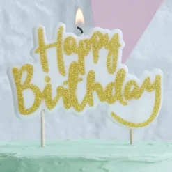 Guldglittrande Tårtljus Happy Birthday