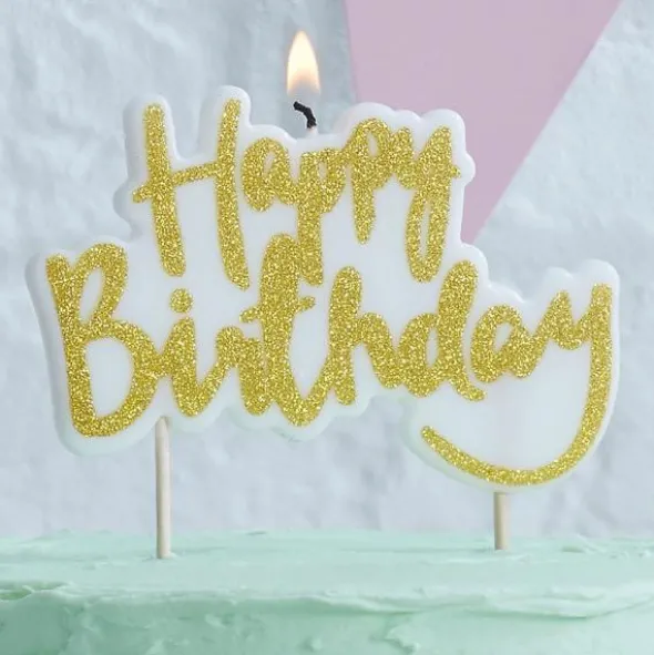 Guldglittrande Tårtljus Happy Birthday