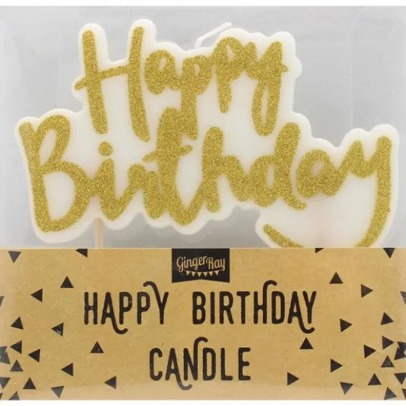 Guldglittrande Tårtljus Happy Birthday