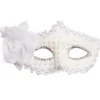 Halvmask med Blomma & Paljetter Vit