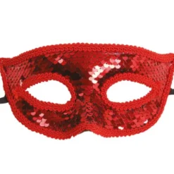 Halvmask med Paljetter Röd