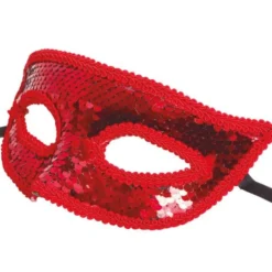 Halvmask med Paljetter Röd