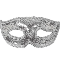 Halvmask med Paljetter Silver